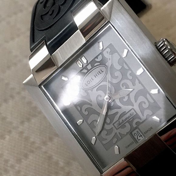 LOIS HILL Watch Automatic Grey Face Rubber Wrist Band - Picture 2 of 15